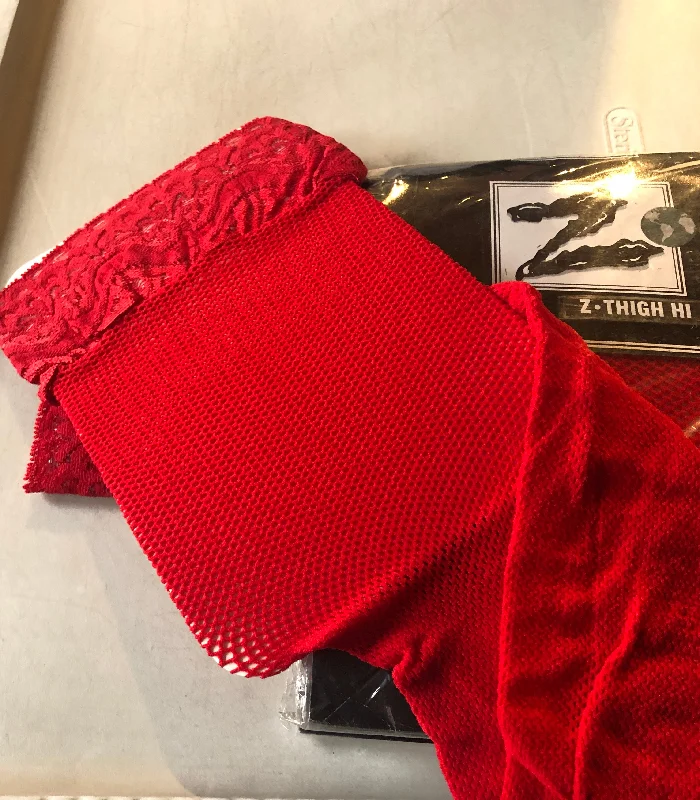 Weekend Offers That Tempt (1)3 PAIR PACK QT702 RED FISHNET THIGH HIGH