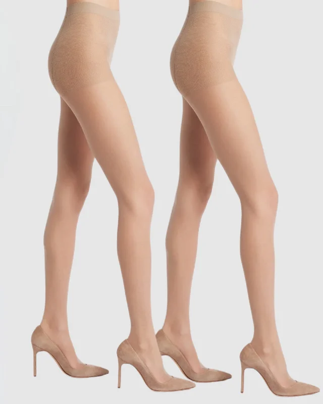 Major Deal 15 Denier Silky Slimming Sheer Tights - 2 Pack - Nude