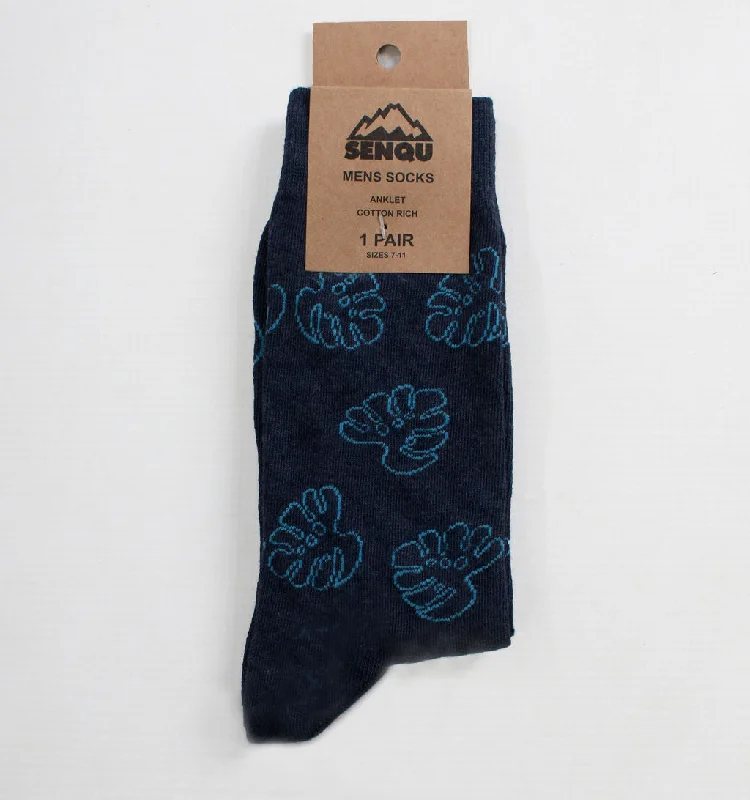 Value Deals 1PACK LEAF SOCKS – BLUE MELANGE