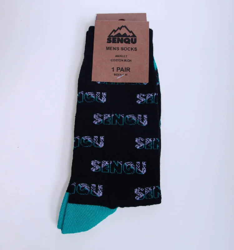 Weekend Deals to Make You Happy 1PACK SENQU CRKLE SOCKS - BLACK