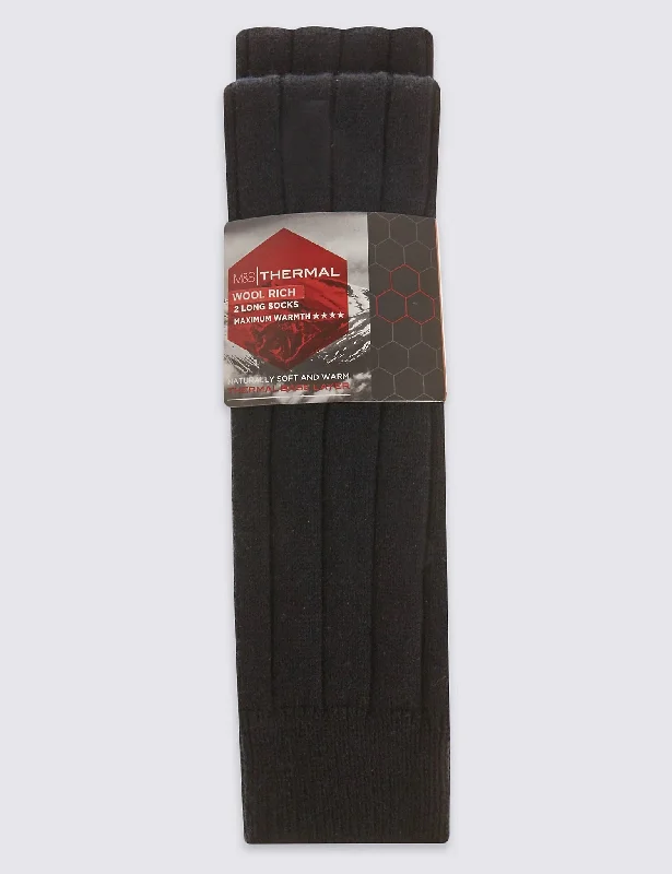 Weekend Offers That Delight 2 Pack Long Wool Blend Thermal Socks