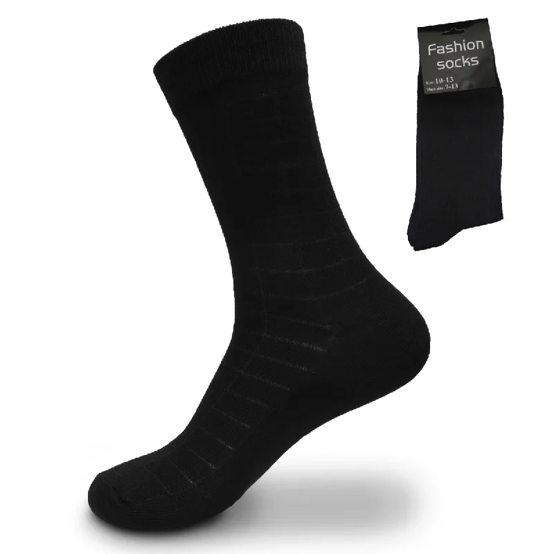 Weekend Savings Spectacle Men's Cotton Dress Mid Calf Solid Black Socks