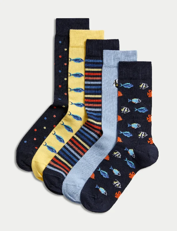 Midnight Sale 5pk Cool & Fresh™ Cotton Rich Assorted Socks