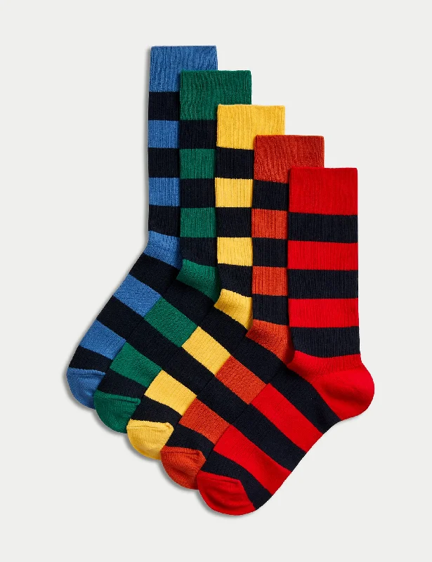 Epic Value 5pk Cool & Fresh™ Striped Cotton Rich Socks