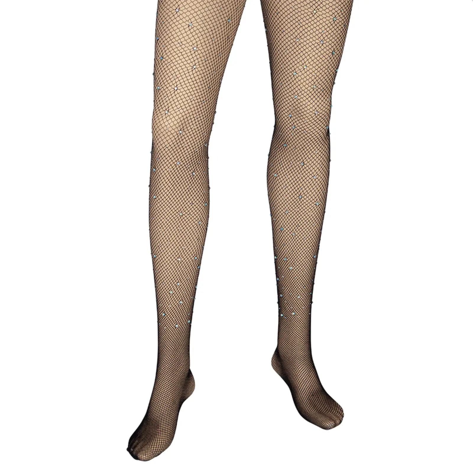 Online Deal Adults Fishnet Tights Black With Sparkling Diamante Fancy Dress