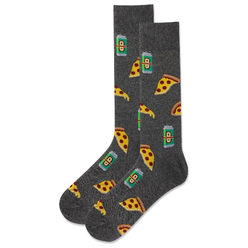 Unmissable Offer "Beer and Pizza" Cotton Crew Socks by Hot Sox - Large