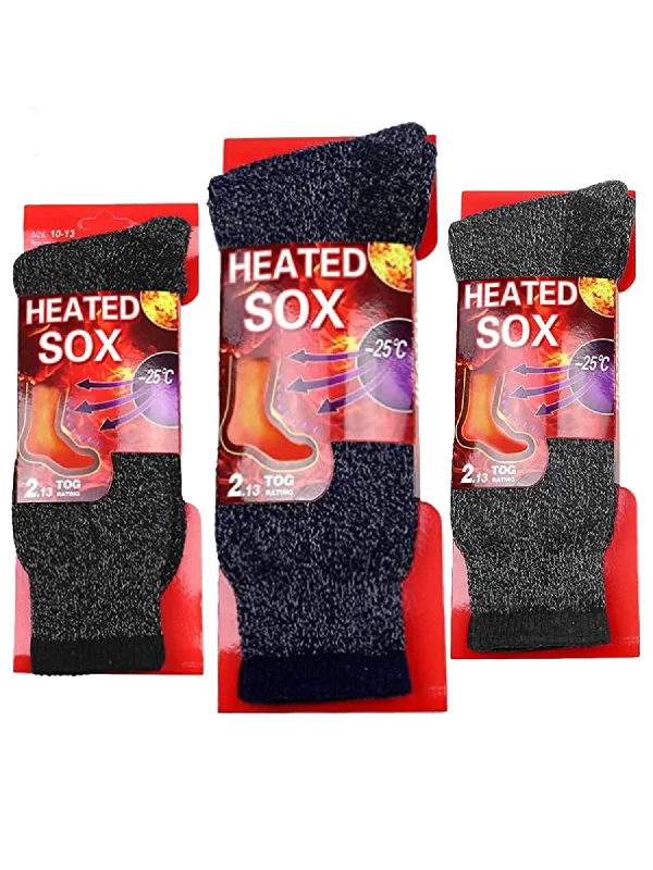 Steal Deal Black Gray & Navy Blue Mens Thick Heavy 3 Pack Boot Socks