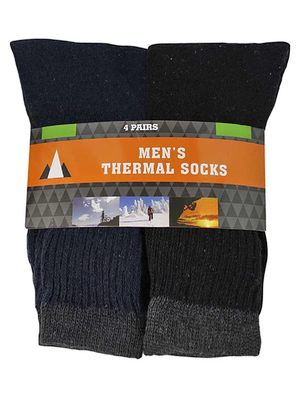 Cash Savings Black Gray & Navy Blue Mens Winter Thermal 4 Pack Socks