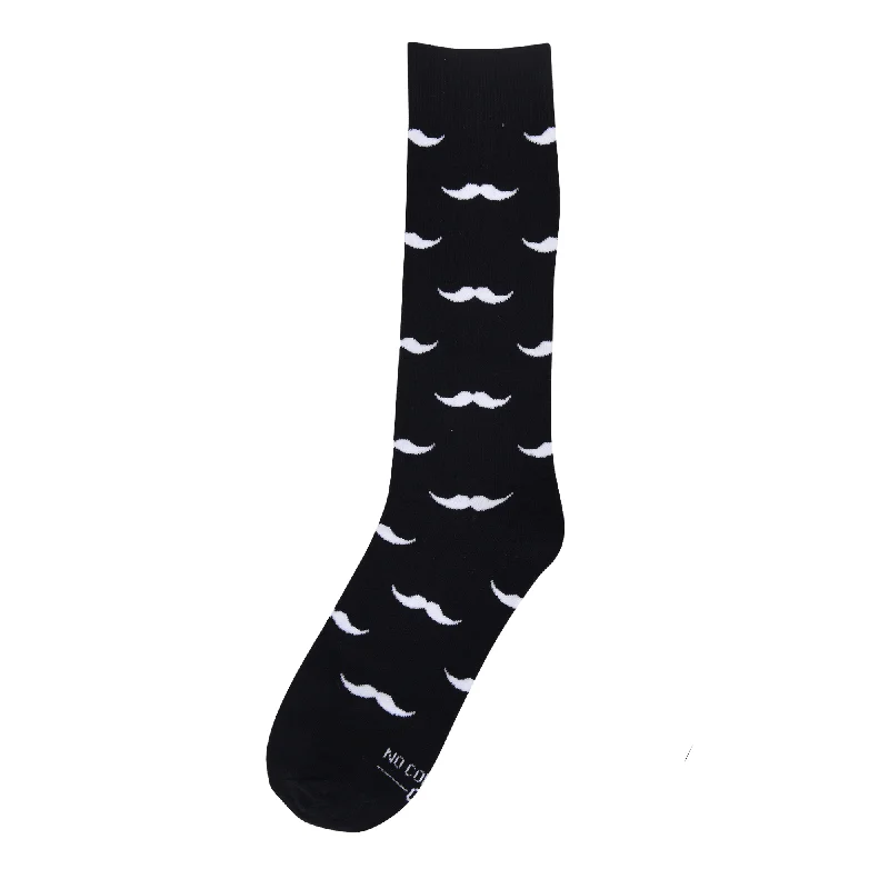 Cash Savings Black with White Mustache Socks