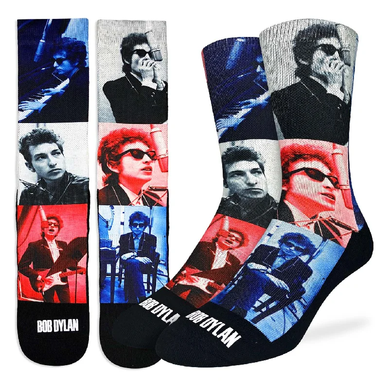 Now or Never "Bob Dylan Red & Blue" Crew Socks by Good Luck Sock - Large