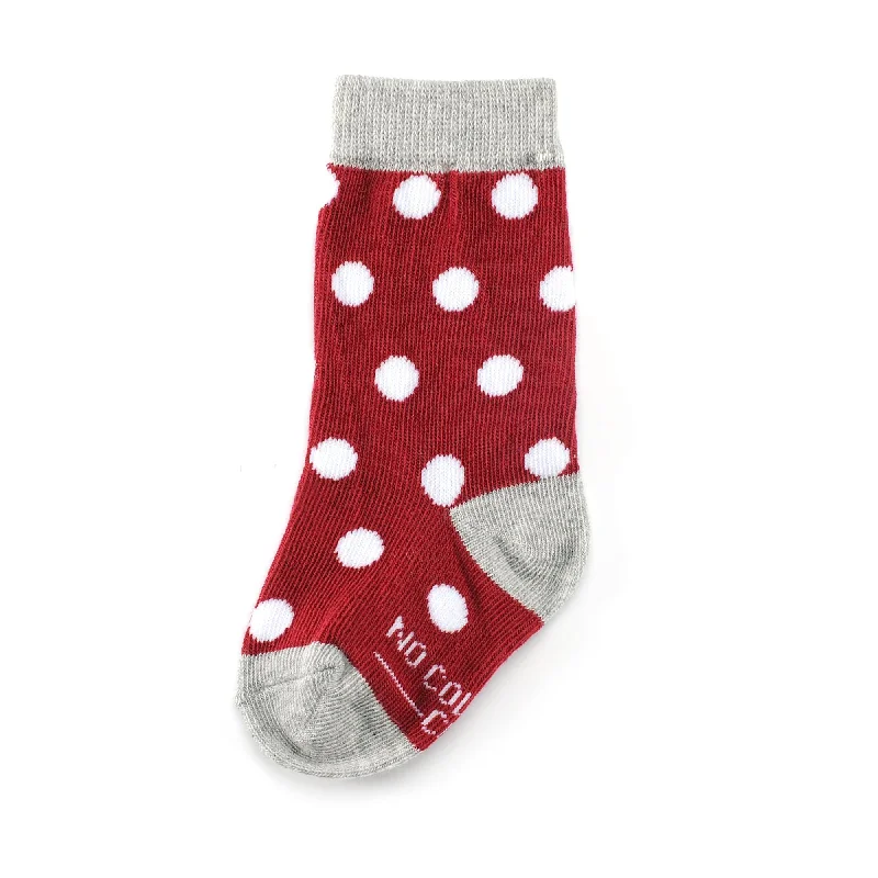 Massive Deal Burgundy with White Polka Dot Toddler Socks