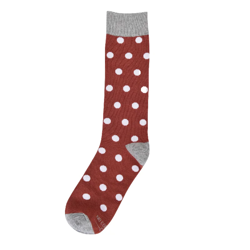 Can't Resist Burnt Orange with White Polka Dot Socks