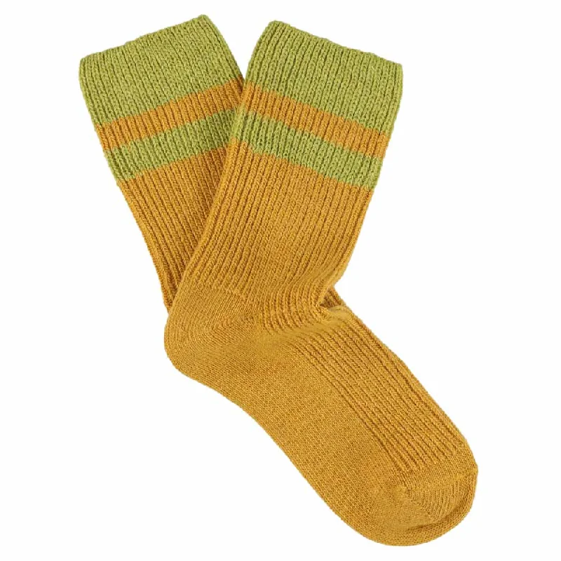 Weekend Deals That Dazzle Cashmere Stripes Socks Women - Mustard / Beige