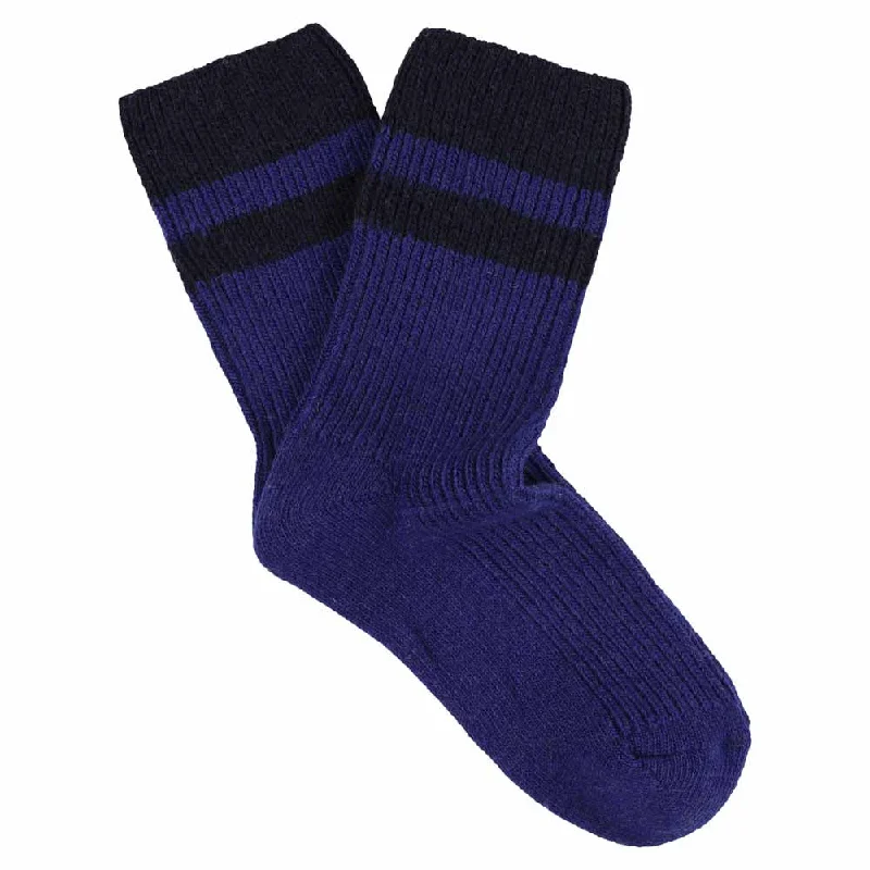 Weekend Savings Fiesta Cashmere Stripes Socks Women - Strong Blue / Navy