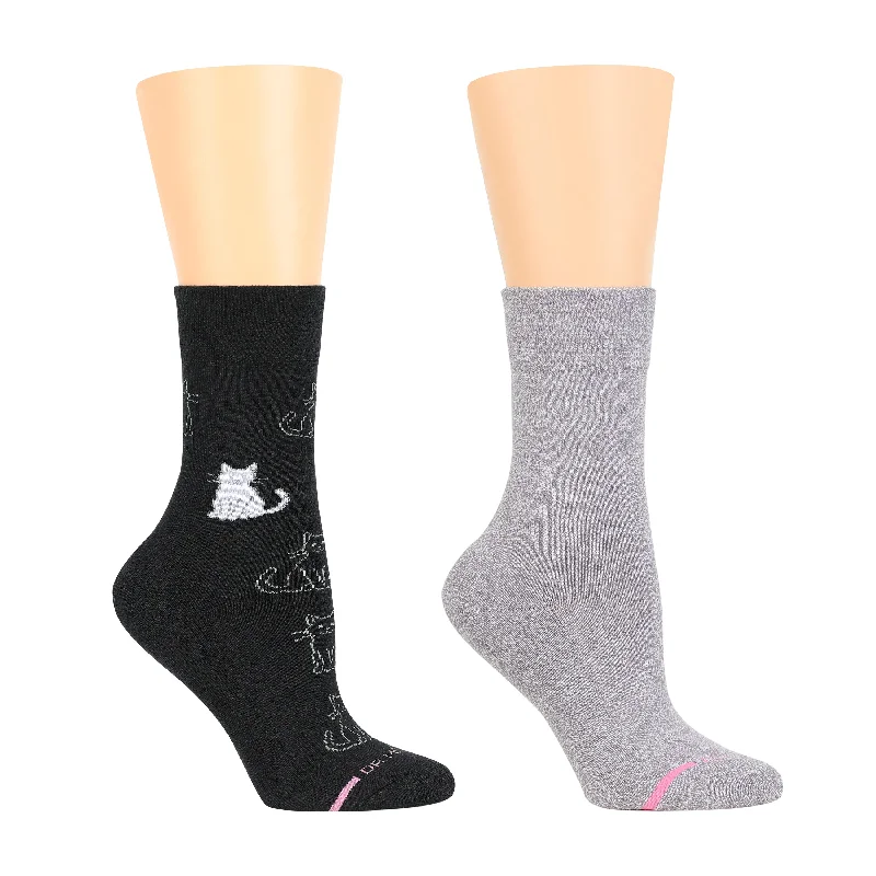 Extra Discount Cat Outline | Diabetic Half-Cushion Socks For Women
