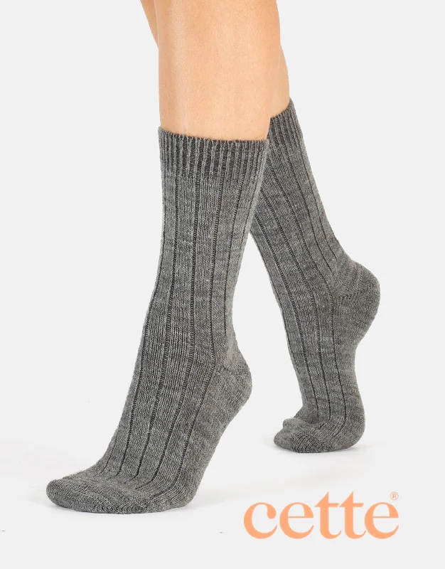 Big Deal Cette Alpaca Wool Ribbed Sock 260-12 Grey