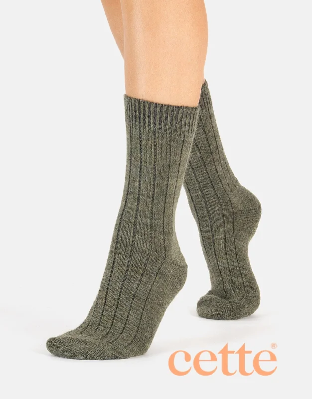 Final Clearance Cette Alpaca Wool Ribbed Sock 260-12 Sage Green