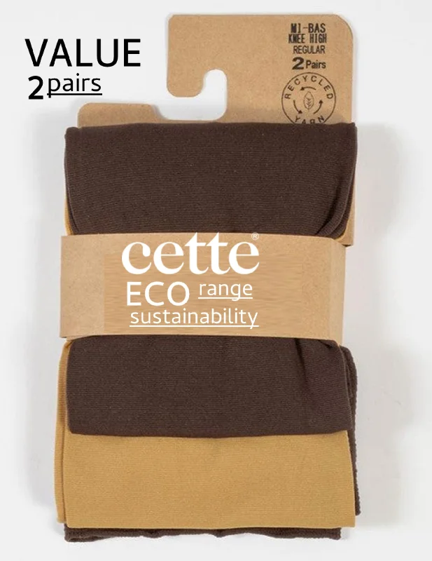 Final Clearance Cette ECO Orleans Wide Knee High Stockings (Value Twin Pack) Gold & Walnut