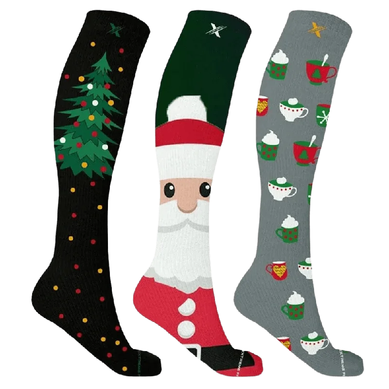 Super Bargain Christmas Parties Compression Socks (3-Pairs)