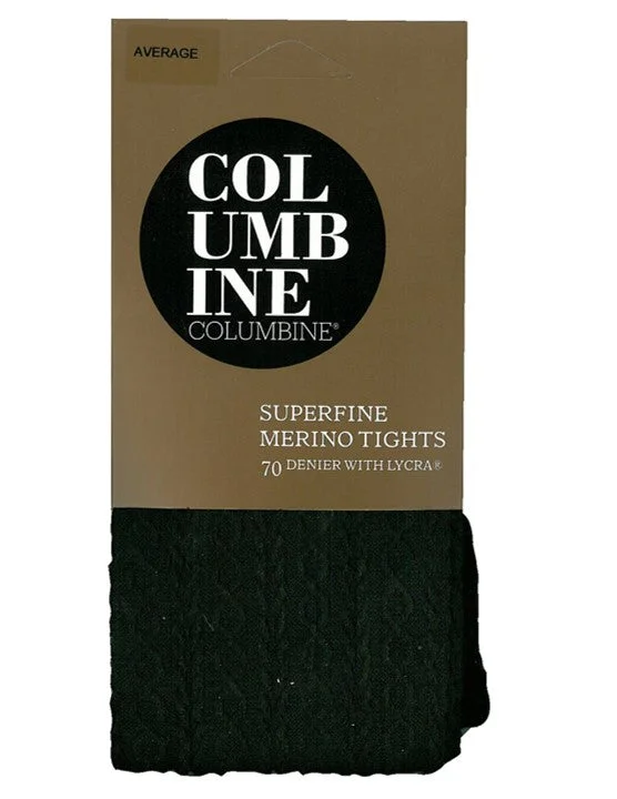 Weekend Savings Spectacle Columbine 14380 Classic Cable Superfine Merino Tights Black