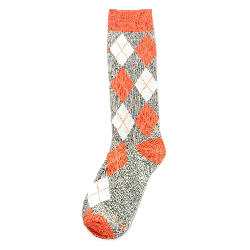 Weekend Specials to Snag Coral and Grey Argyle Socks