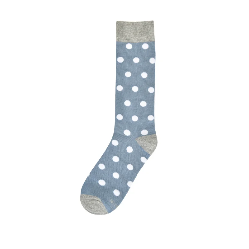 Weekend Specials to Grab Dusty Blue Socks with White Polka Dot Socks