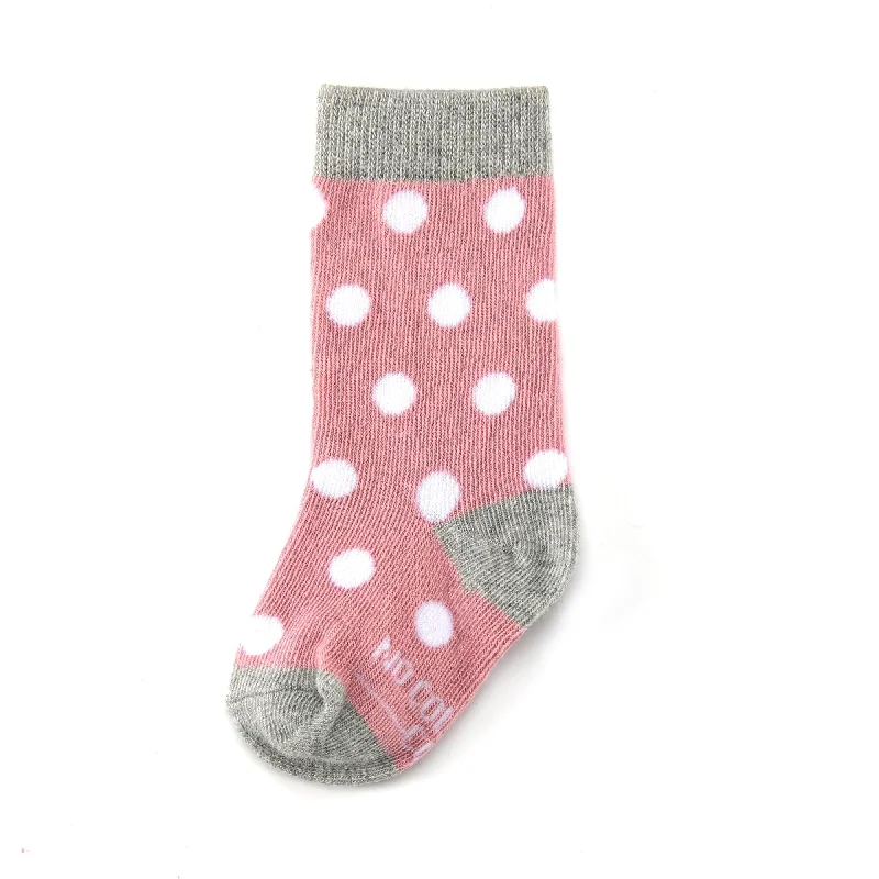 Lowest Rates Dusty Rose with White Polka Dot Toddler Socks