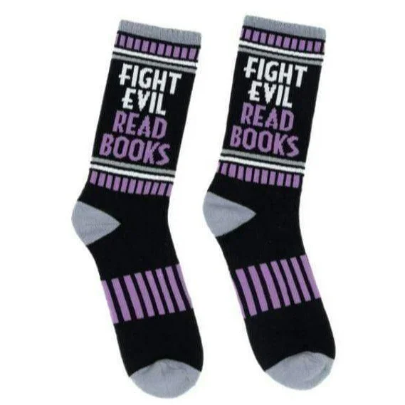Massive Savings Fight Evil Read Books Crew Socks