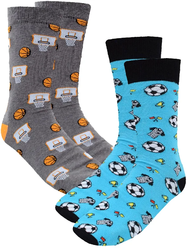 Shop the Weekend Away Football & Basketball Sports 2 Pack Mens Novelty Crazy Dress Crew Socks