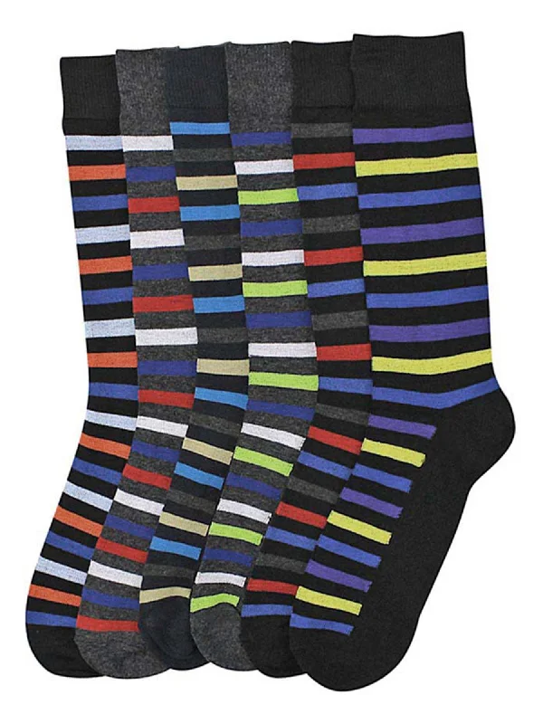 Weekend Specials to Delight Fun Multicolor Striped Mens 6 Pack Dress Socks