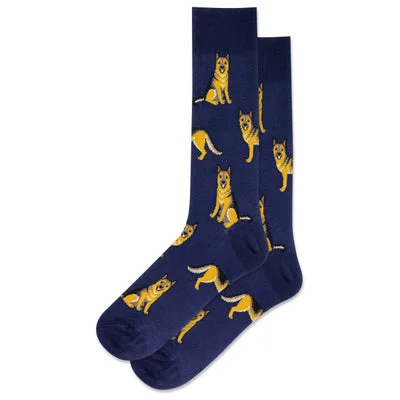 Huge Savings "German Shepherds" Cotton Dress Crew Socks by Hot Sox - Large