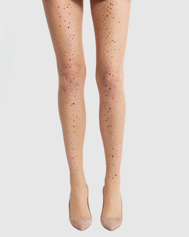Weekend Specials to Celebrate Glitter Fishnet Tights - Nude