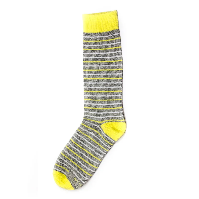 Quick Deals Yellow and Grey Striped Socks