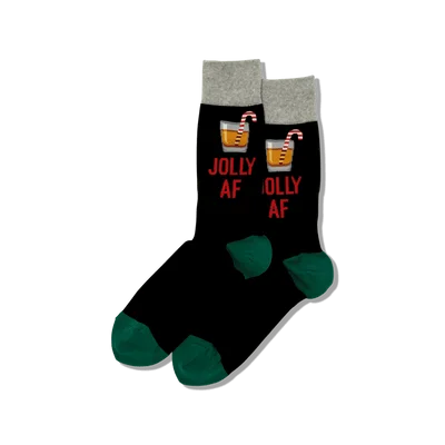 Weekend Deals That Thrill "Jolly AF" Cotton Crew Socks by Hot Sox - Large