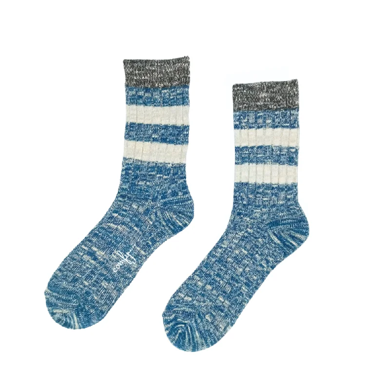 Midnight Sale Haku Stripe Knitted Crew Socks - Blue