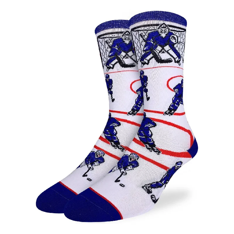 Today's Deal "Hockey, Blue & White" Crew Socks by Good Luck Sock