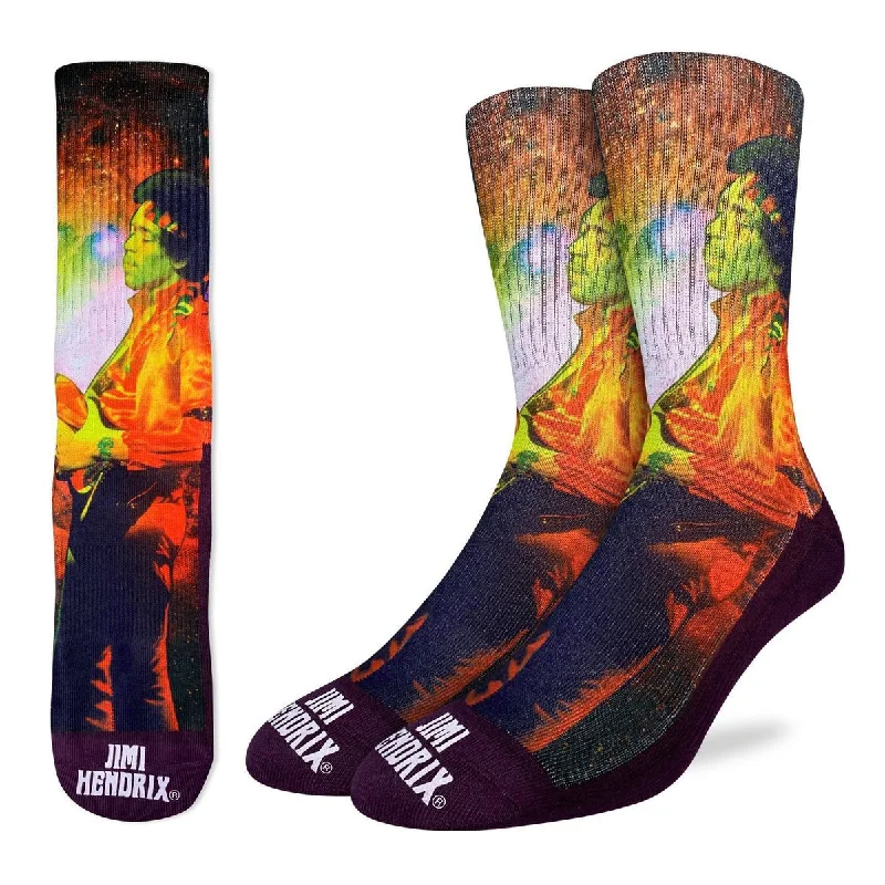 Low Price "Jimi Hendrix, Rocking Space" Crew Socks by Good Luck Sock - Large