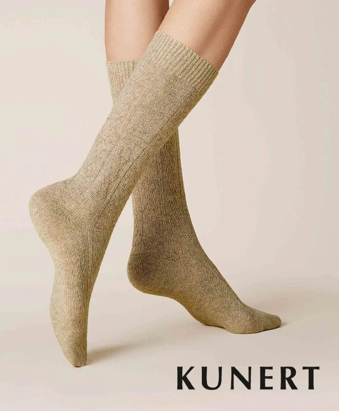 Weekend-Only Price Drops Kunert Knitted Braid Woolen Sock Beige 236510