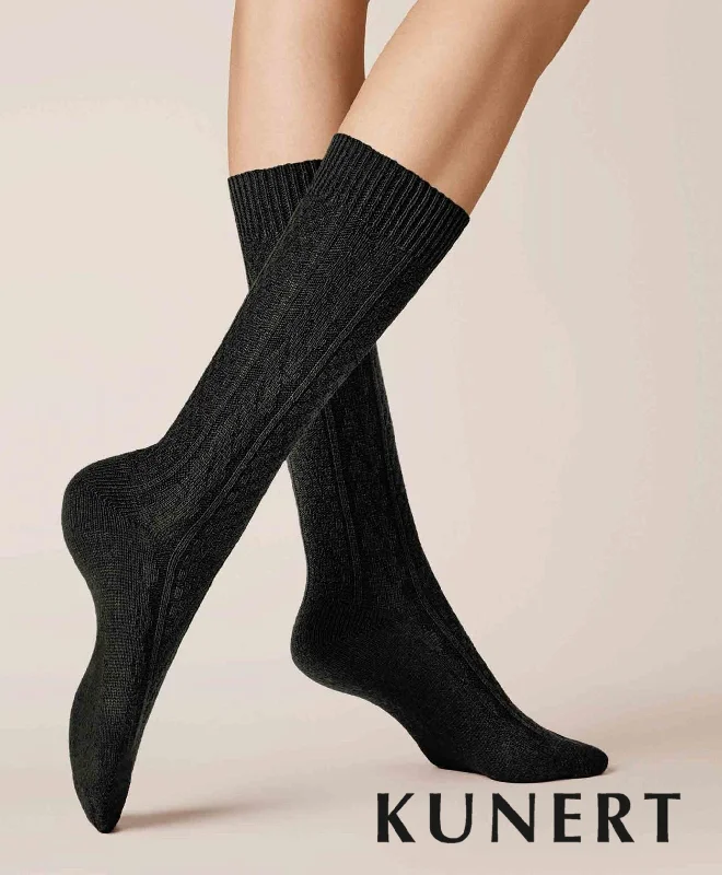 Weekend Bargains Just for You Kunert Knitted Braid Woolen Sock Black 236510