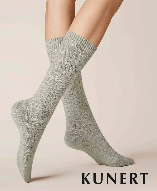 Weekend Offers That Excite Kunert Knitted Braid Woolen Sock Grey 236510