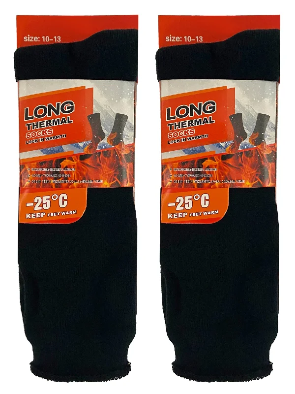 Price Drop Mens 2-Pack Black Long Thermal Winter Socks