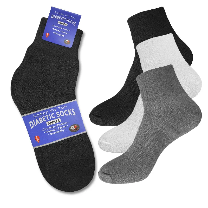 Buy Today Men's 3 or 6 Pairs of Health Support Diabetic Ankle Circulatory Socks, Non-binding & Loose Fit Buy Today Men's 3 or 6 Pairs of Health Support Diabetic Ankle Circulatory Socks, Non-binding & Loose Fit