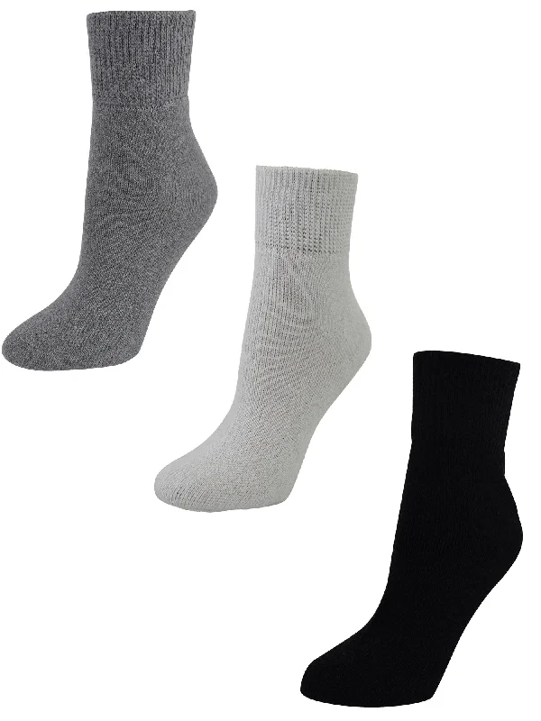 Low Cost Mens 3-Pack Black White Gray Diabetic Ankle Socks