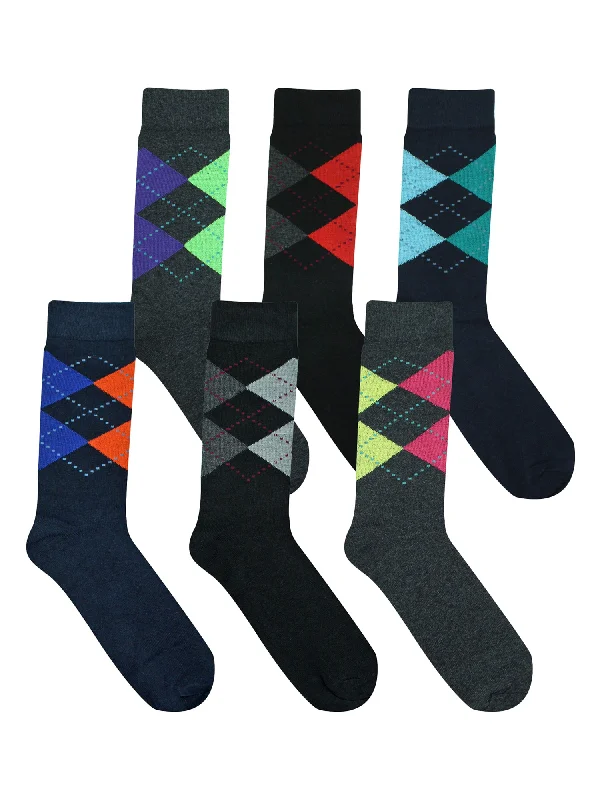 Amazing Value Men's 6-Pack Cotton Blend Argyle Dress Socks