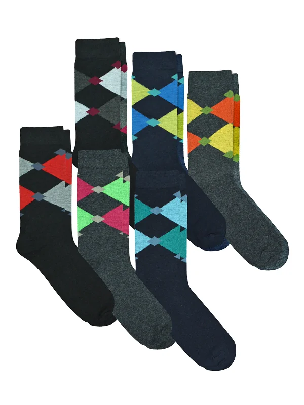 Deep Savings Men's 6 Pair Pack Classic Argyle Dress Socks Bundle