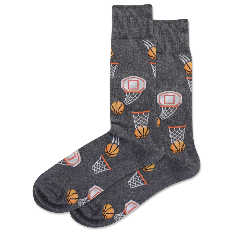 Price Slash "Basketball" Cotton Crew Socks by Hot Sox - Large