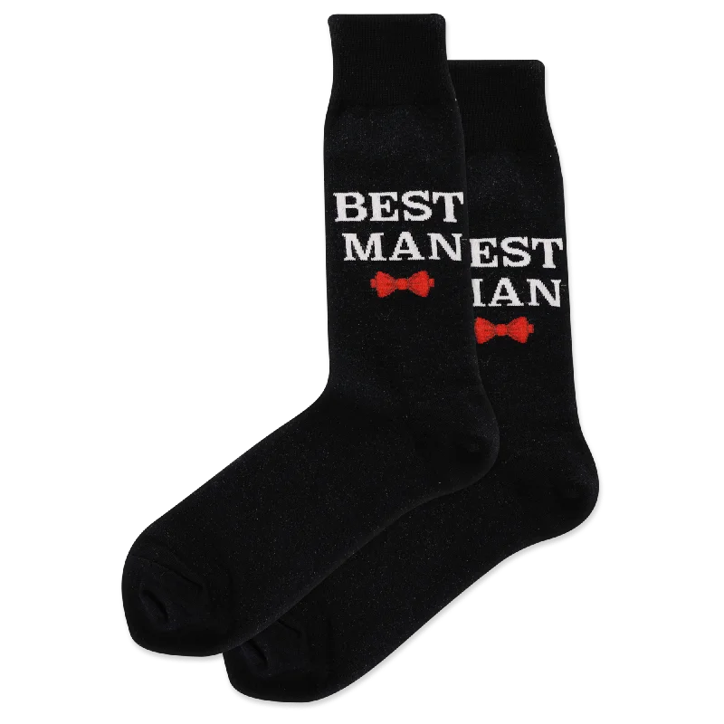 Top Pick "Best Man" Cotton Crew Socks by HotSox - Large