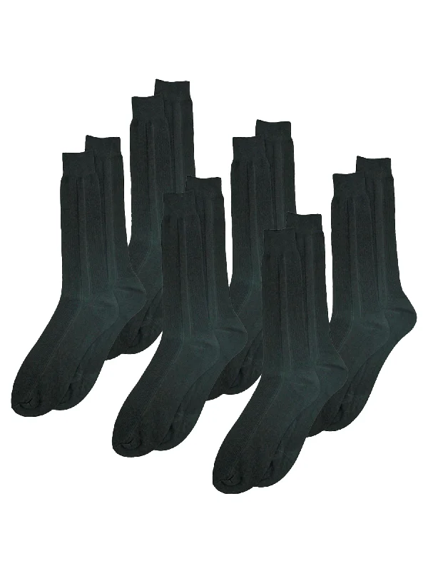 Weekend Savings Spectacular Mens Black Crew Length 6 Pack Dress Socks