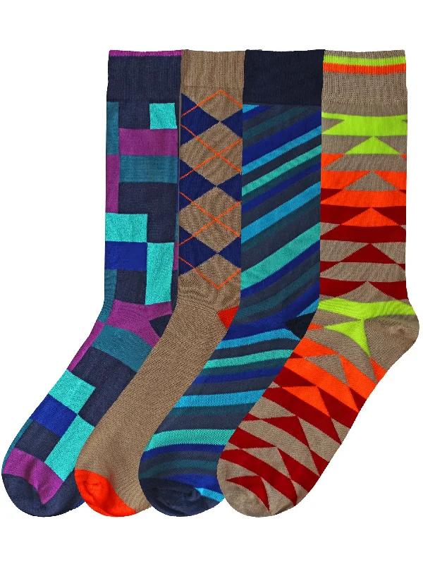 Best Seller Mens Colorful Novelty Crazy Combo 4-Pack Dress Socks