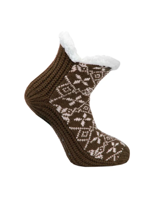 Discount Mania Men's Fireside Slipper Socks - Brown